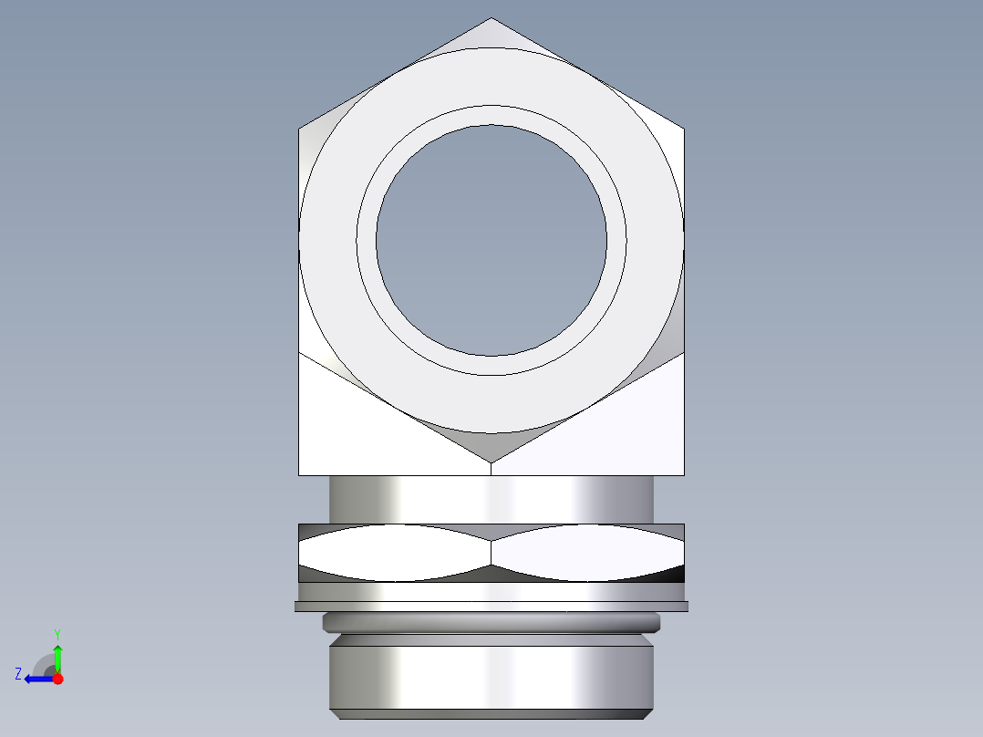 卡套式工业通用硬管接头EO_Adjustable_locknut_branch_tee_TEE35ZLMORCF右视图