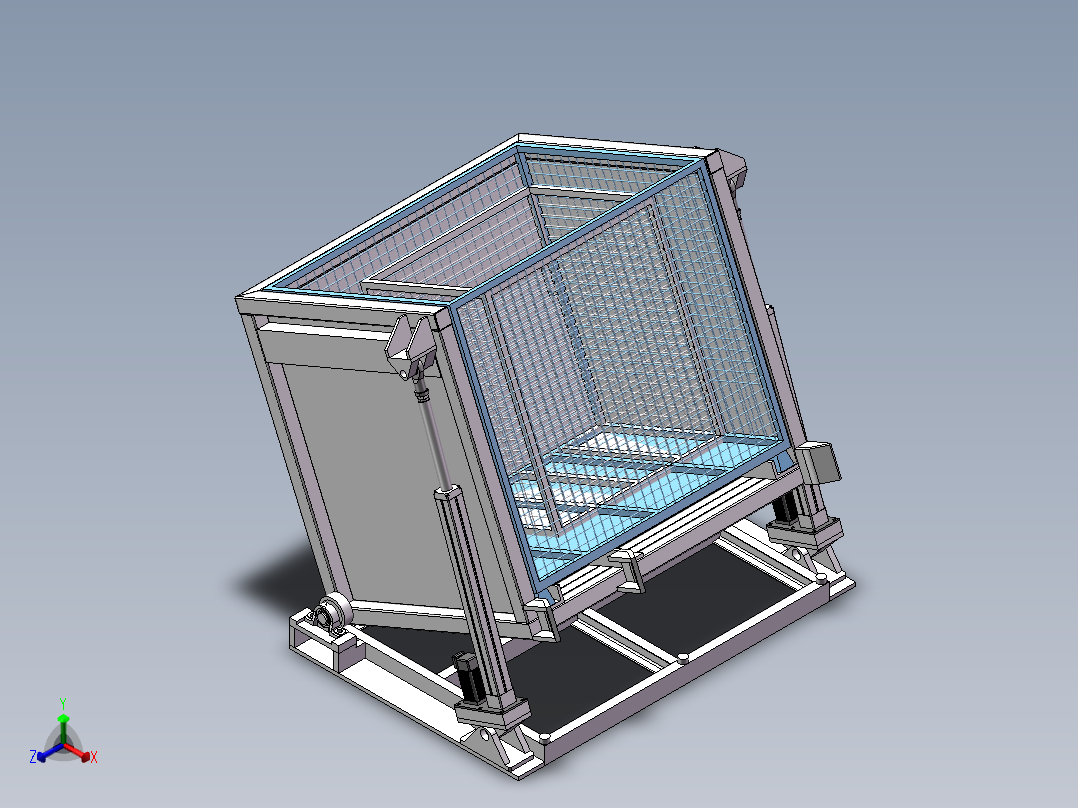 货架、倾斜物料框正等轴测图
