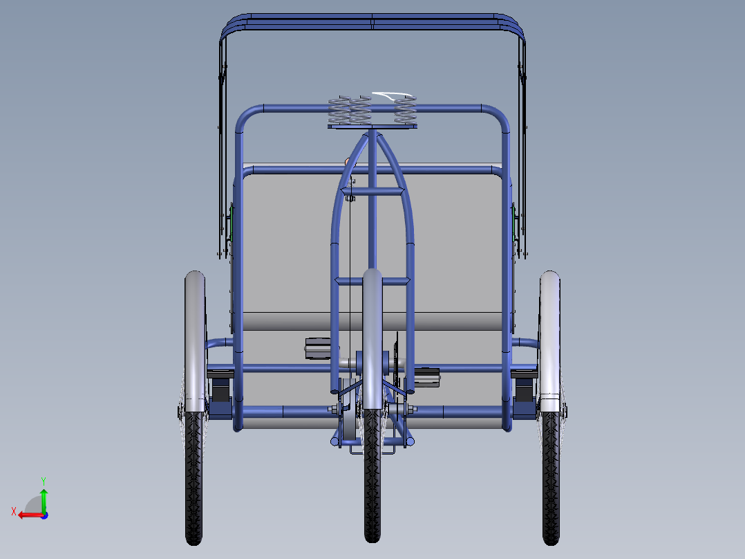 人力三轮车后视图