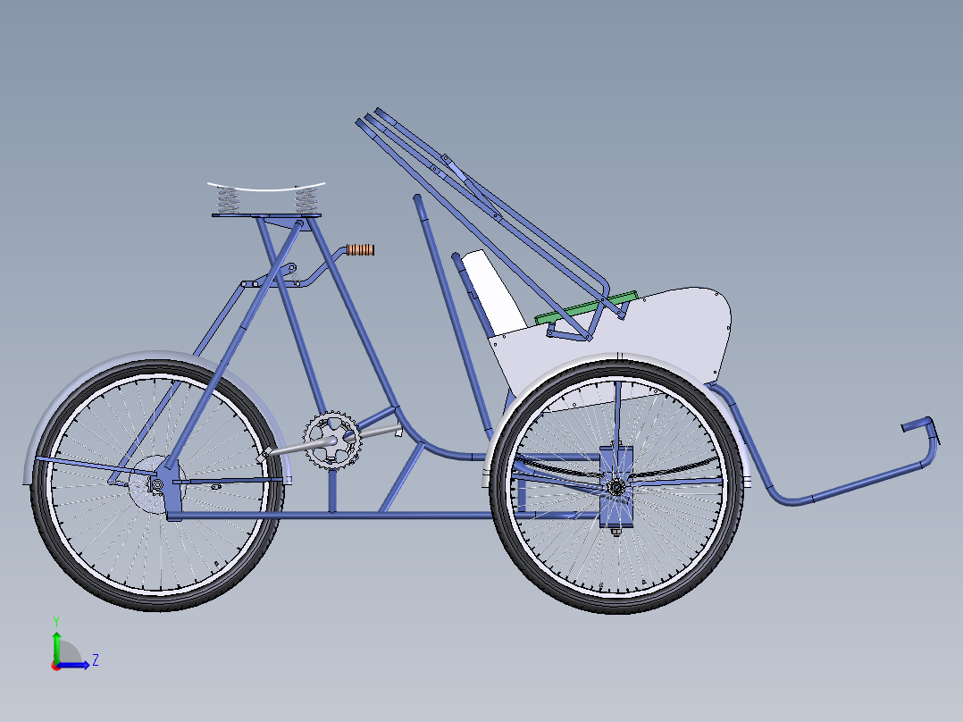 人力三轮车左视图