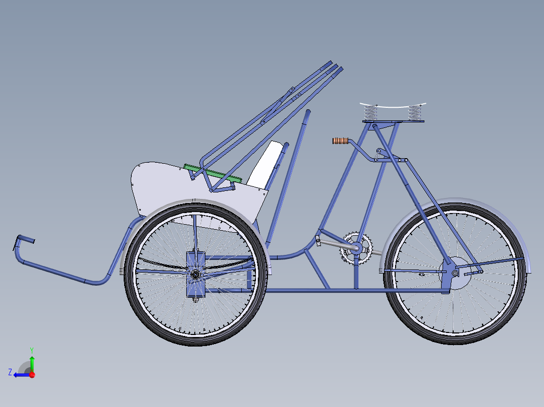 人力三轮车右视图
