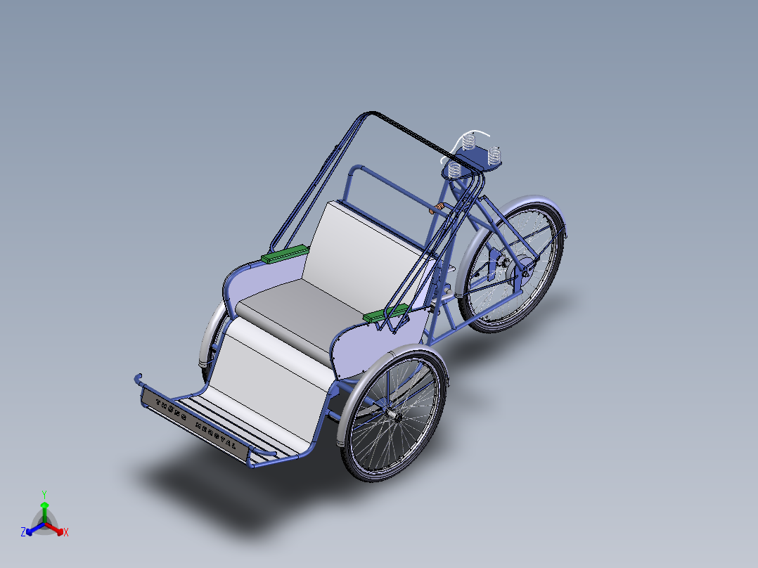 人力三轮车正等轴测图