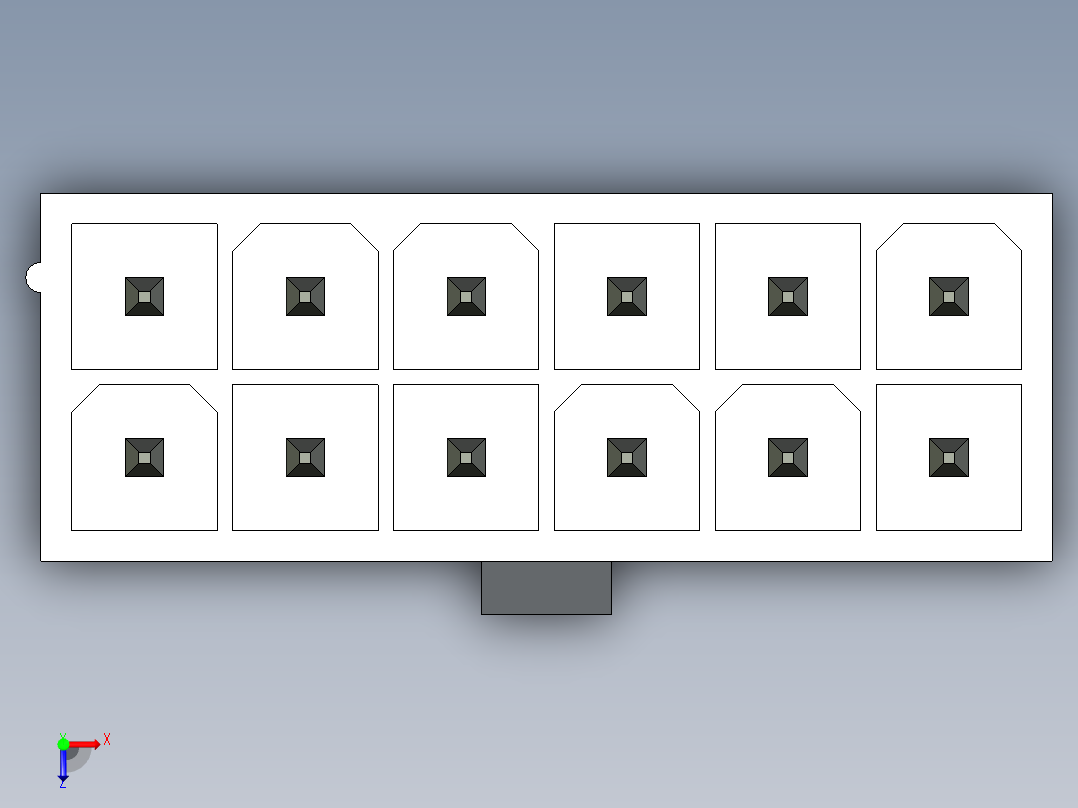 A0003059-DS1073-01 (或 5566) MiniFit 垂直印刷电路板插座俯视图