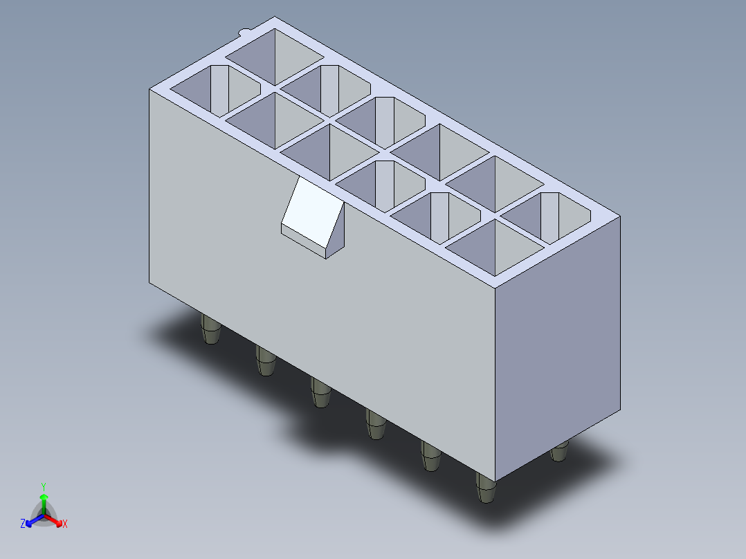 A0003059-DS1073-01 (或 5566) MiniFit 垂直印刷电路板插座正等轴测图