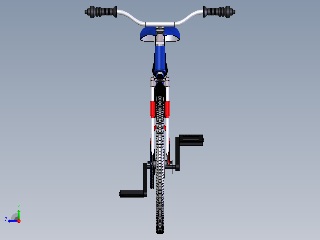 山地减震自行车右视图