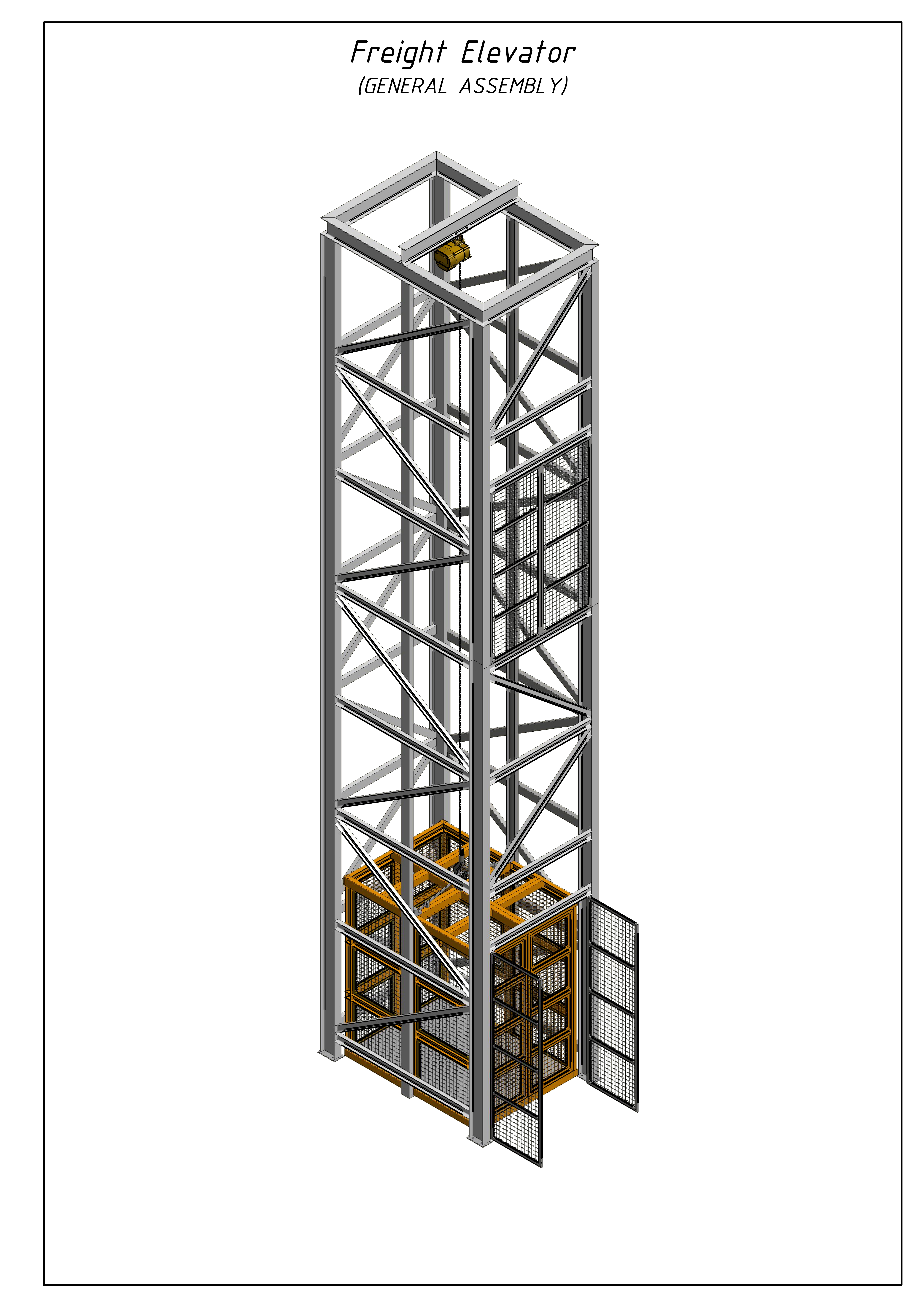 载货电梯货运电梯结构3D图纸 STEP IGS格式