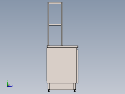 带顶架的不锈钢柜 1000 x 600 x 900（高）毫米左视缩略图