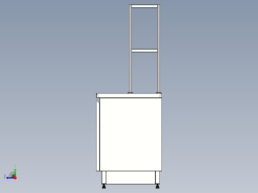 带顶架的不锈钢柜 1000 x 600 x 900（高）毫米右视缩略图
