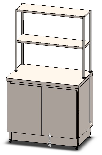 带顶架的不锈钢柜 1000 x 600 x 900（高）毫米