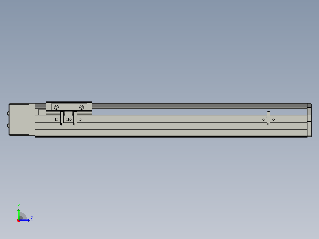 SYS12-BR-350-200W滚珠花健、支撑座、滚珠丝杠、交叉导轨、直线模组.STEP左视图