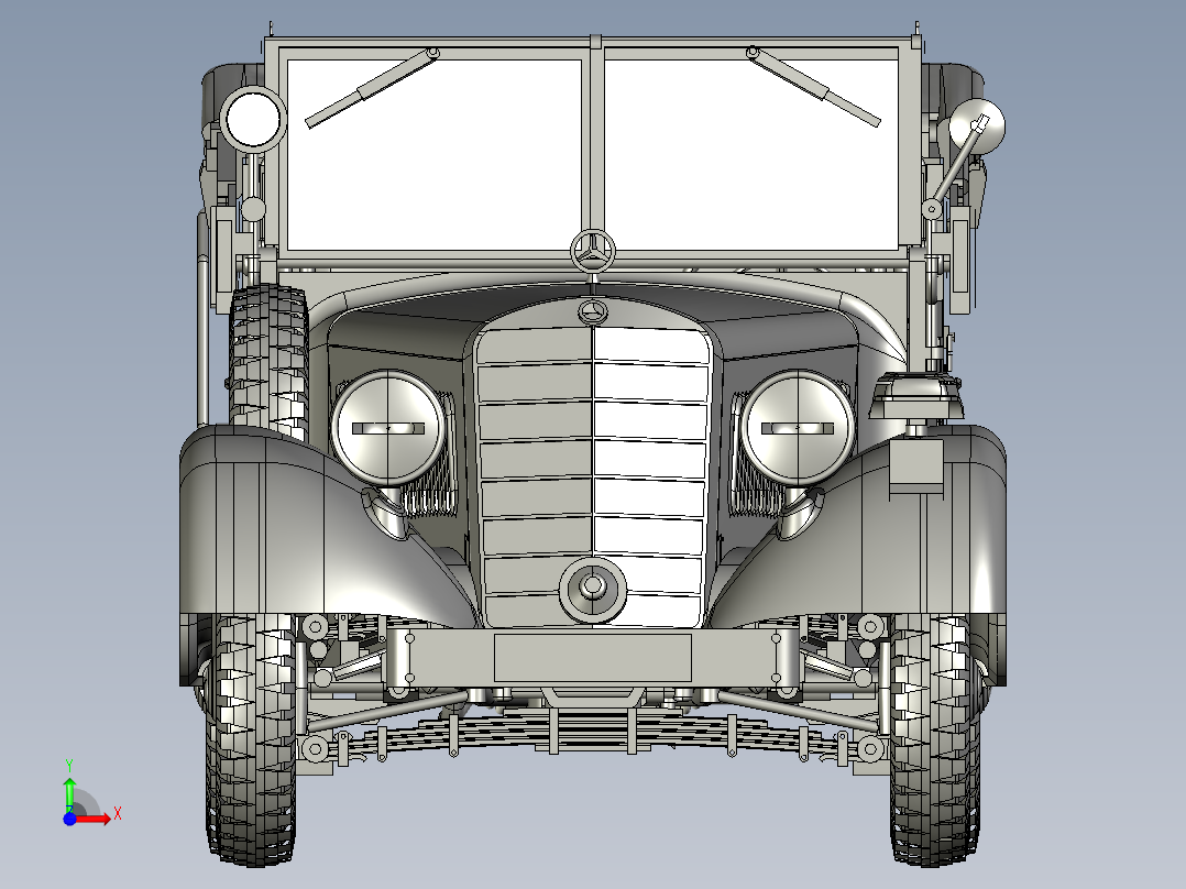 老爷车3D模型前视图