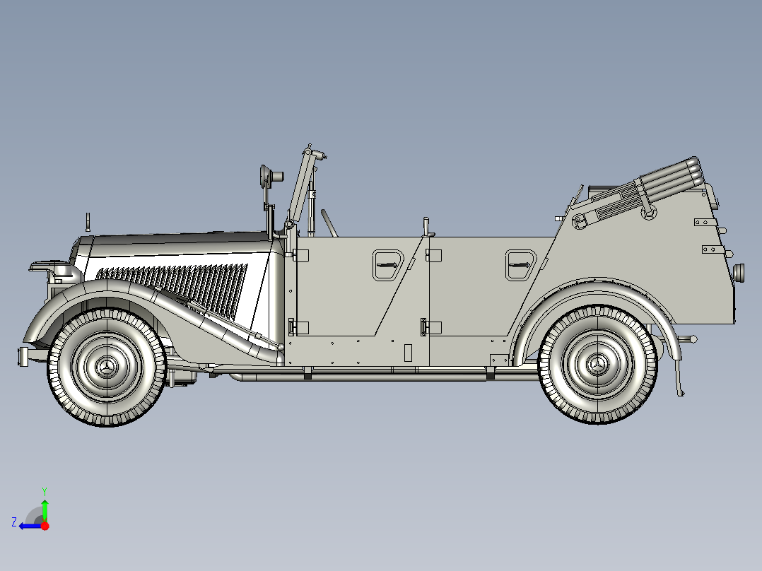 老爷车3D模型右视图