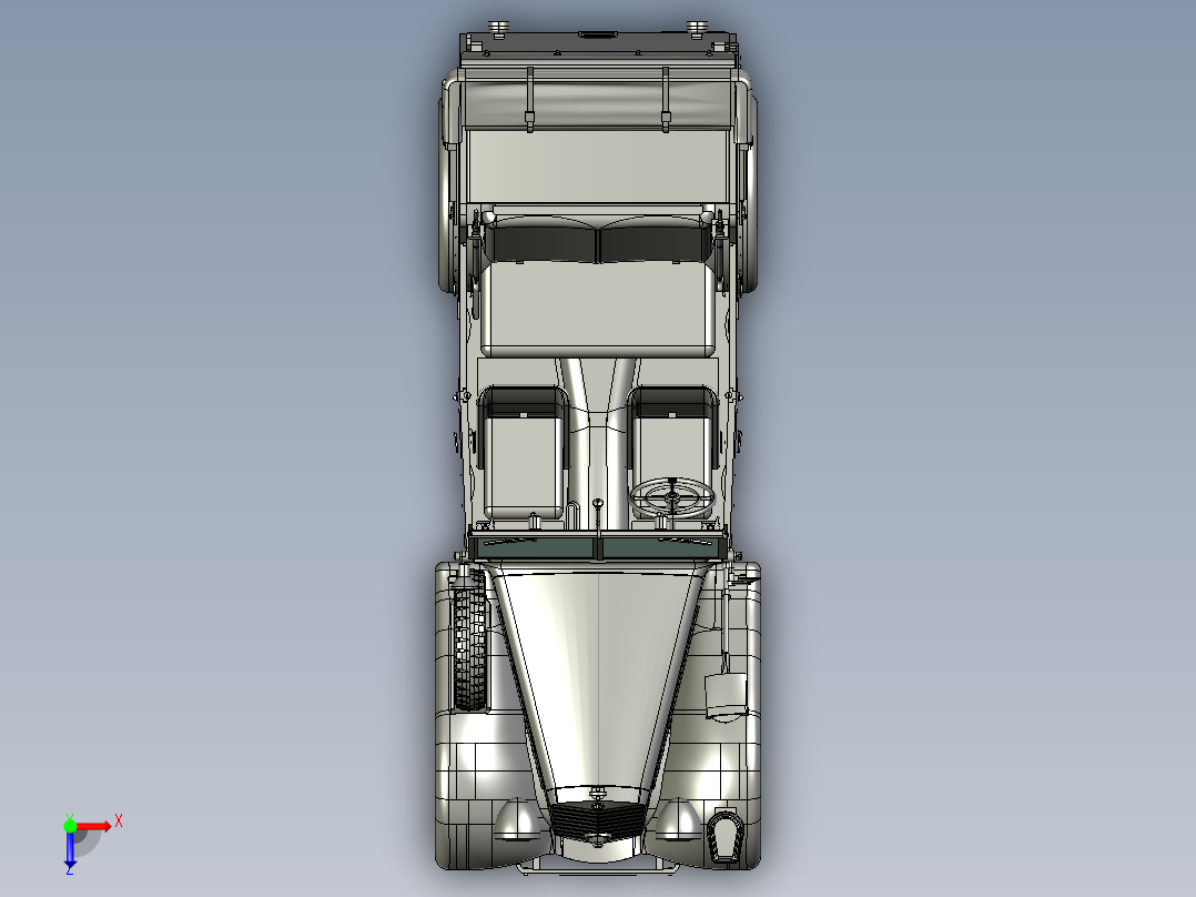 老爷车3D模型俯视图