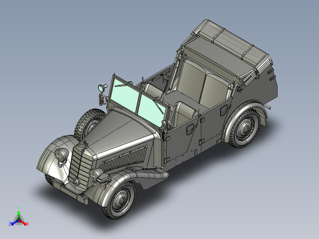 老爷车3D模型正等轴测图