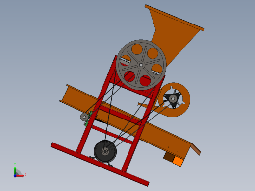 2款花生去壳机设计SolidWorks 3d图+cad 2D+说明花生脱壳机3d模型前视缩略图