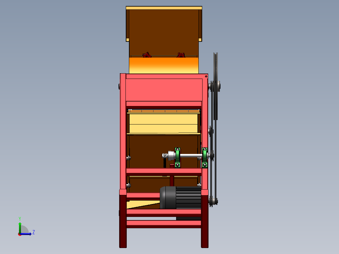 2款花生去壳机设计SolidWorks 3d图+cad 2D+说明花生脱壳机3d模型左视图