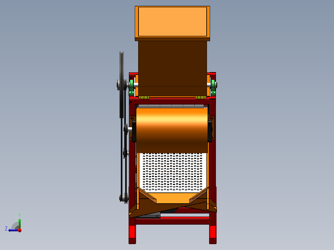 2款花生去壳机设计SolidWorks 3d图+cad 2D+说明花生脱壳机3d模型右视图
