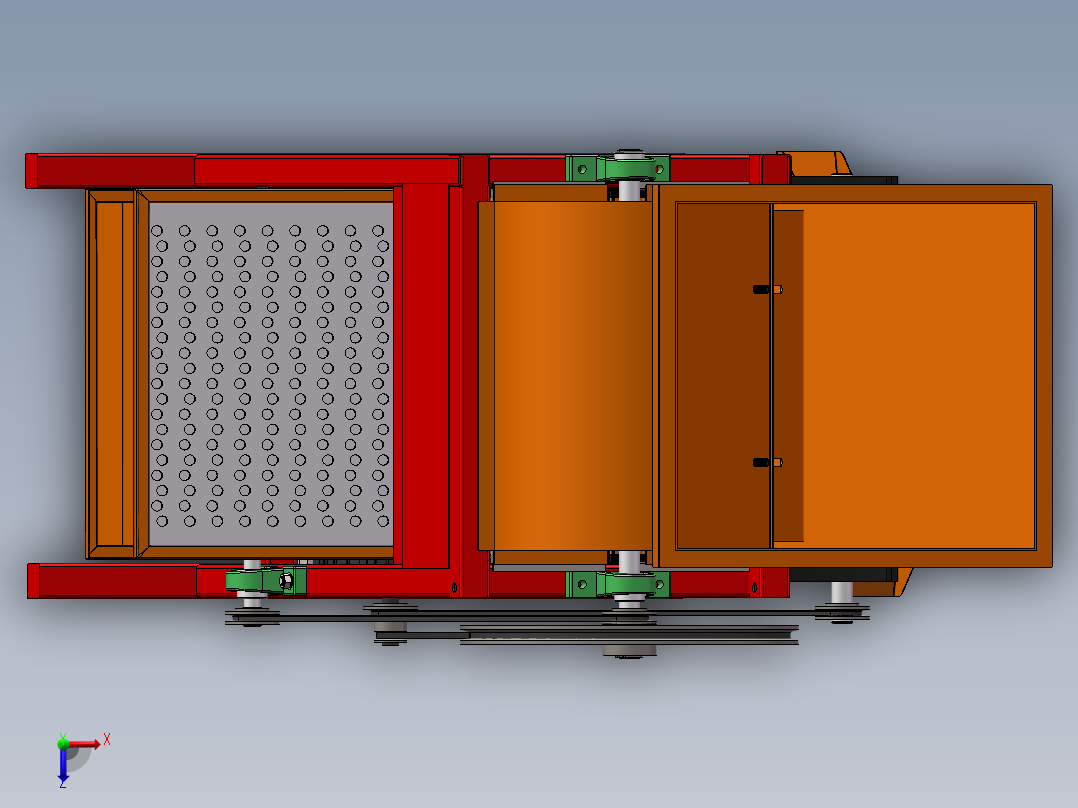 2款花生去壳机设计SolidWorks 3d图+cad 2D+说明花生脱壳机3d模型俯视图
