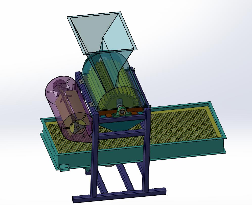 2款花生去壳机设计SolidWorks 3d图+cad 2D+说明花生脱壳机3d模型