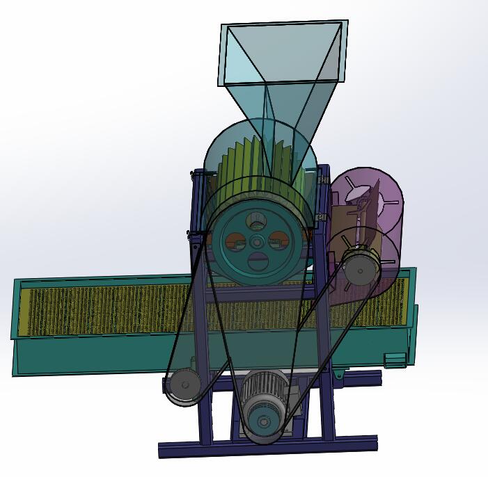 2款花生去壳机设计SolidWorks 3d图+cad 2D+说明花生脱壳机3d模型