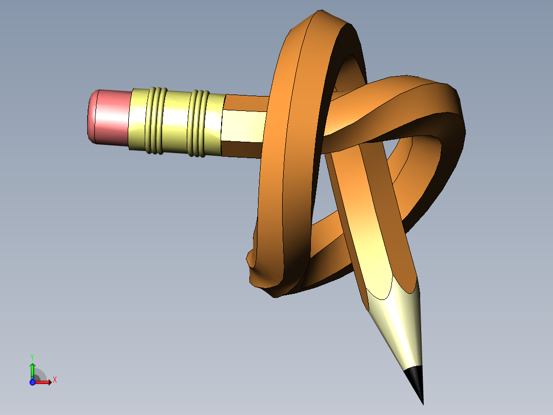 弯曲的铅笔前视图