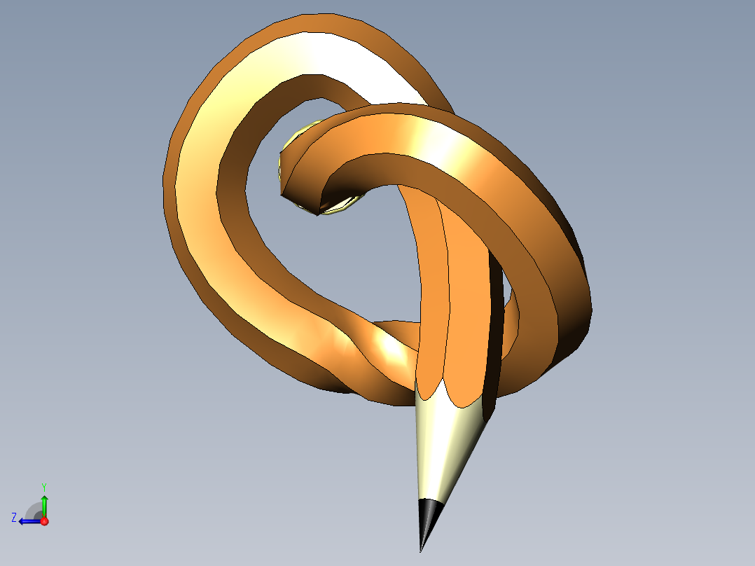 弯曲的铅笔右视图