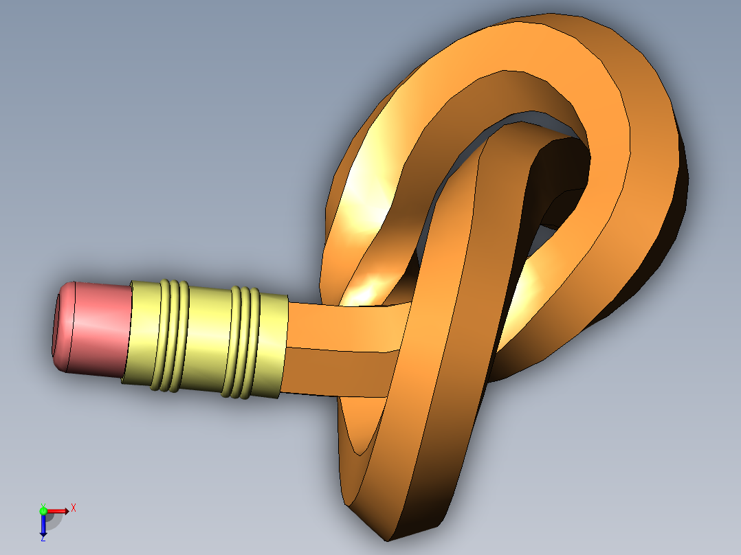 弯曲的铅笔俯视图