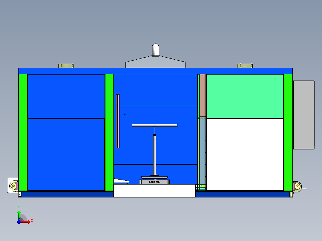 01月-A30车门密封条烤箱（sw18可编辑+工程图+bom）前视图