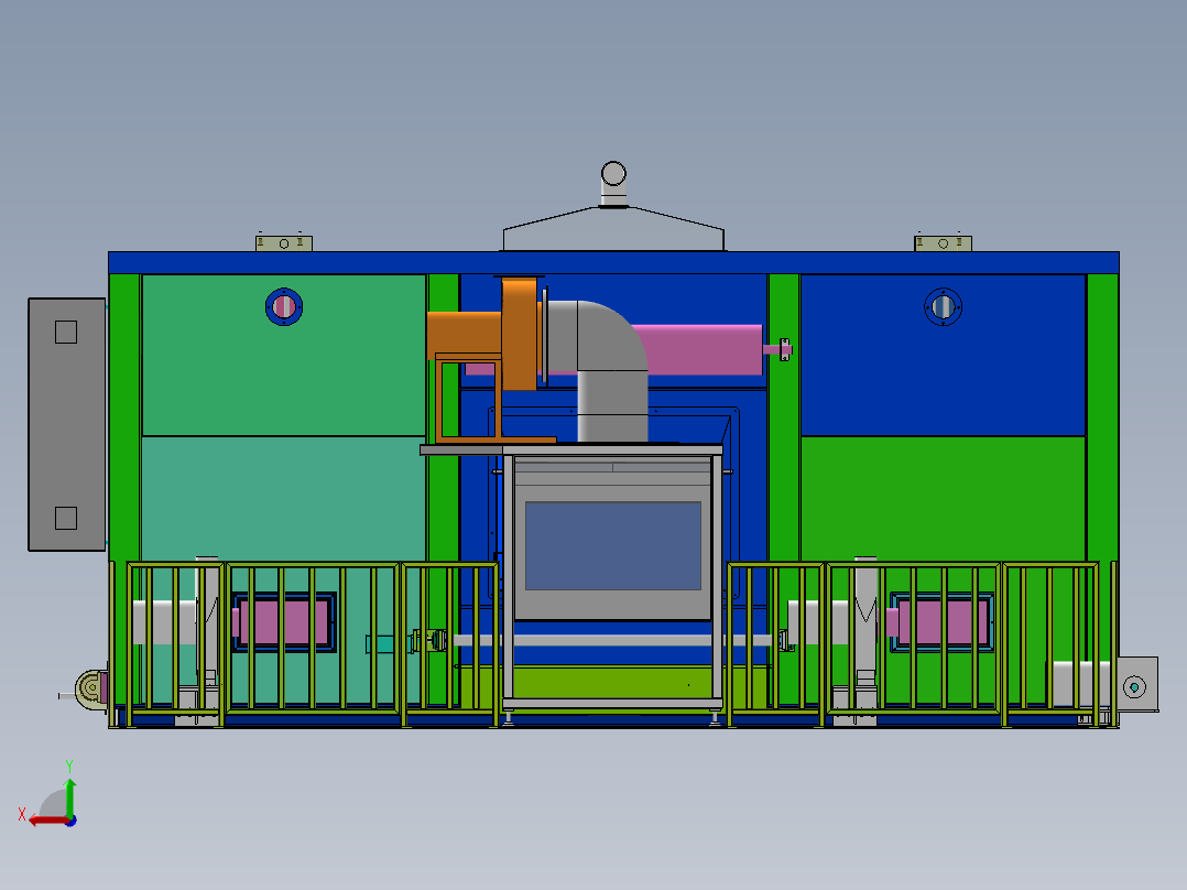 01月-A30车门密封条烤箱（sw18可编辑+工程图+bom）后视图