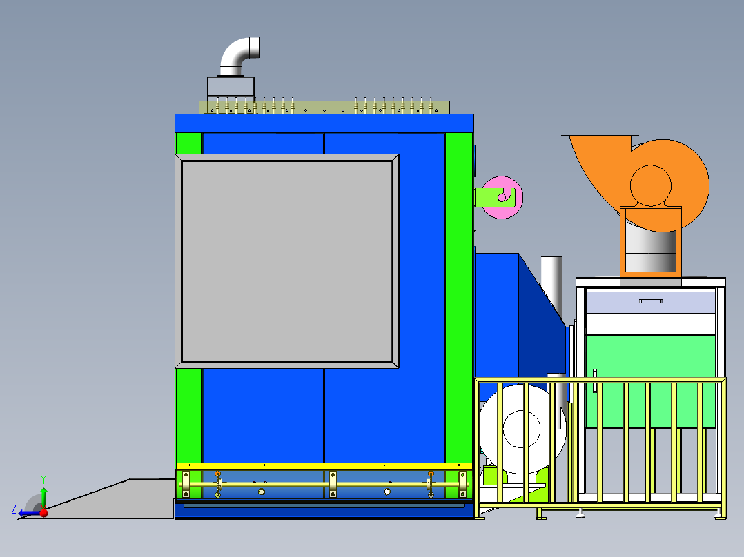 01月-A30车门密封条烤箱（sw18可编辑+工程图+bom）右视图