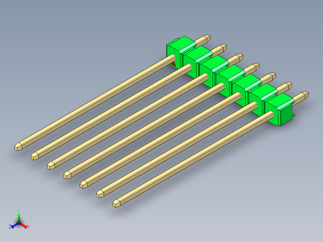 彩色公头100mil（2.54mm）系列-DS1021_green_1x07p_100mil_Type43_rev1.0主视图