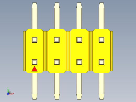 彩色公排针 100mil 2.54mm 系列-DS1022_yellow_08p_100mil_TypeSMT_rev1.0前视缩略图