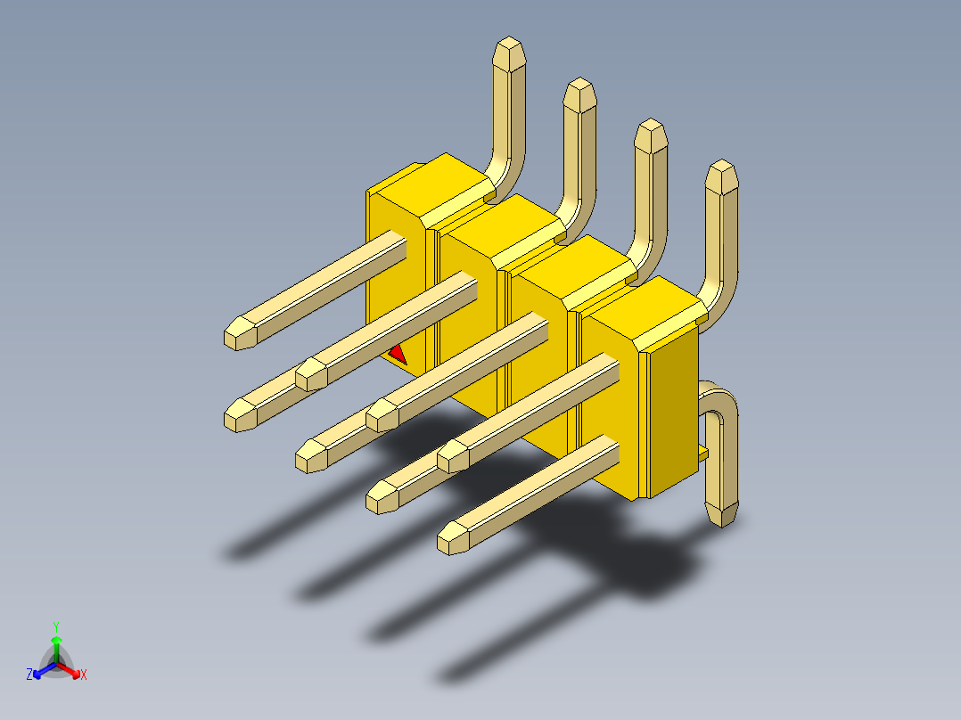 彩色公排针 100mil 2.54mm 系列-DS1022_yellow_08p_100mil_TypeSMT_rev1.0正等轴测图