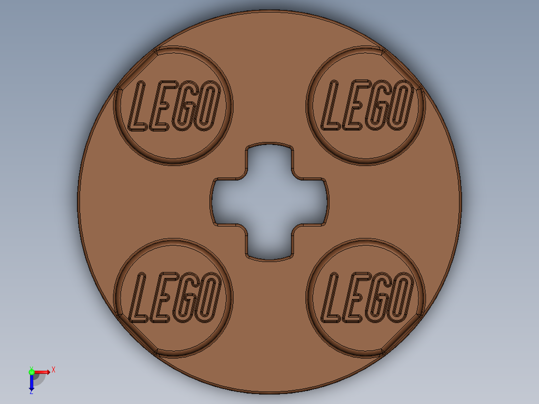 乐高零件 4032 板 2 x 2 圆形-4032 Reddish Brown Plate 2 x 2 Round俯视图