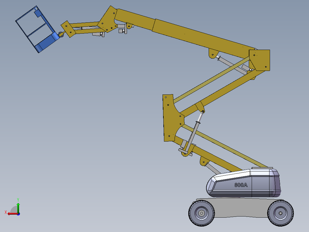 曲臂式高空作业平台举升装置后视图