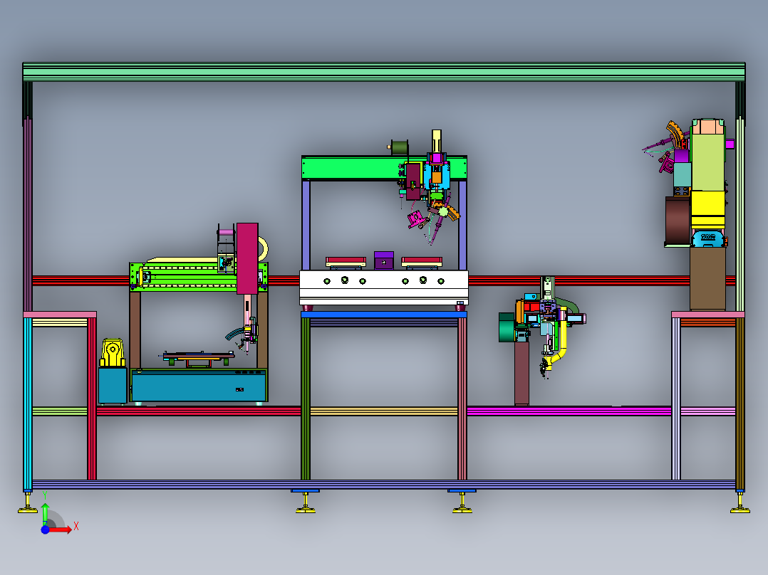 电子生产线焊锡修补工作台前视图