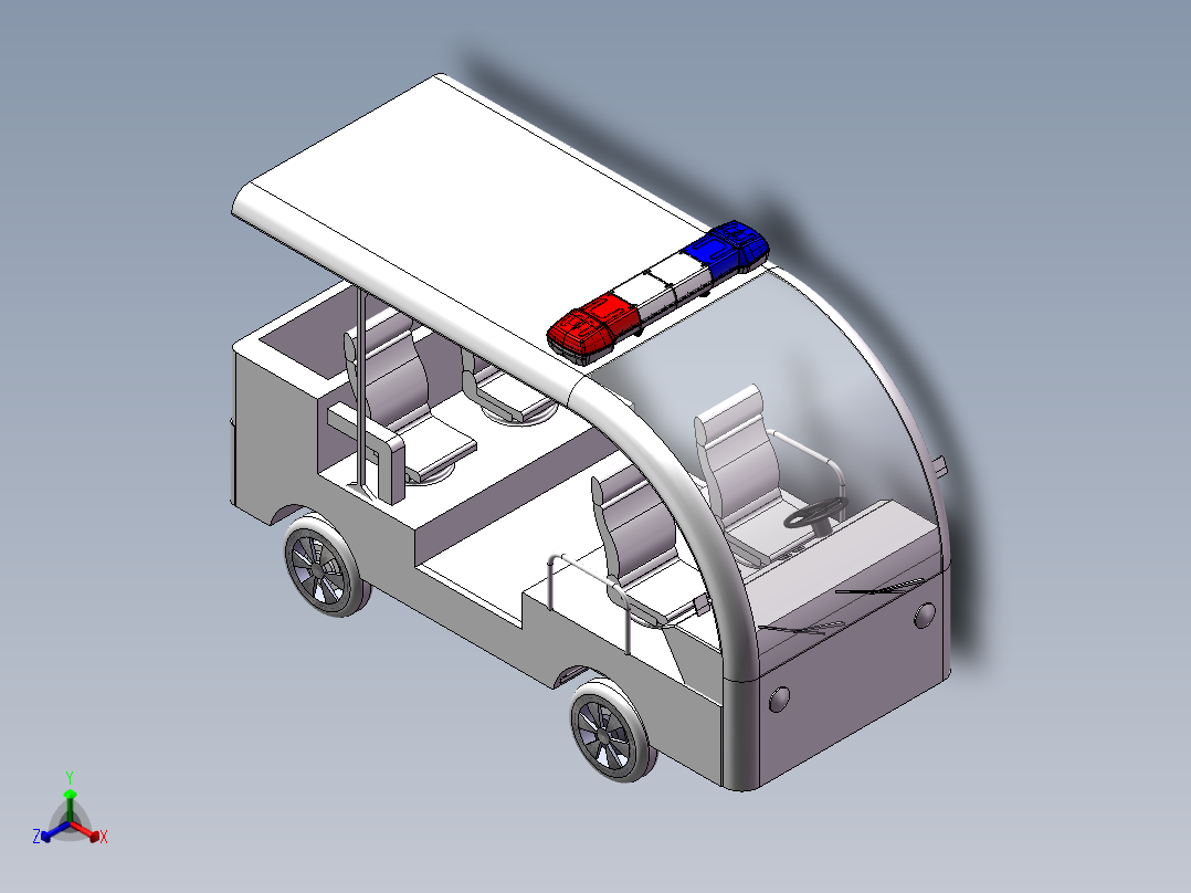 电动巡逻车3D正等轴测图