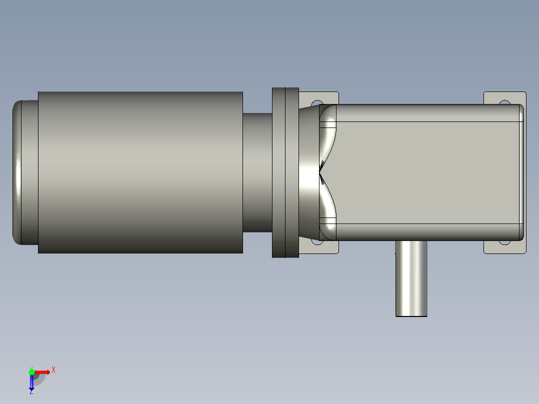 蜗轮蜗杆减速箱WPDS-100+2HP马达装配体俯视图