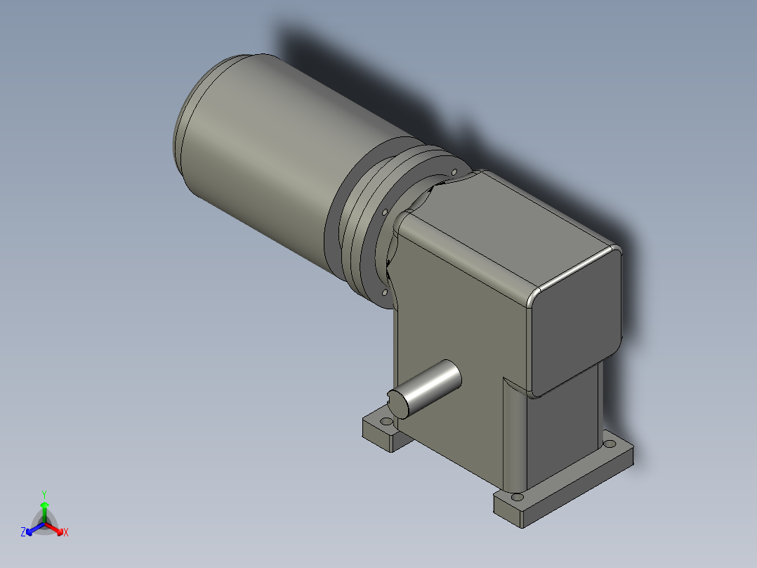 蜗轮蜗杆减速箱WPDS-100+2HP马达装配体正等轴测图
