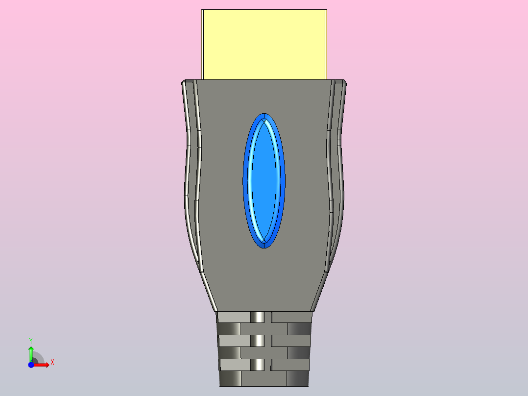 标准HDMI公插头模仿Weltron制造的电缆1.96英寸x 0.86英寸x 0.49英寸前视图