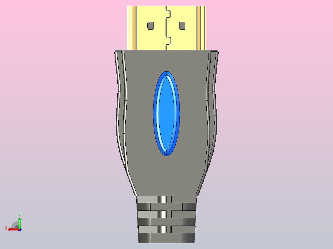 标准HDMI公插头模仿Weltron制造的电缆1.96英寸x 0.86英寸x 0.49英寸后视图