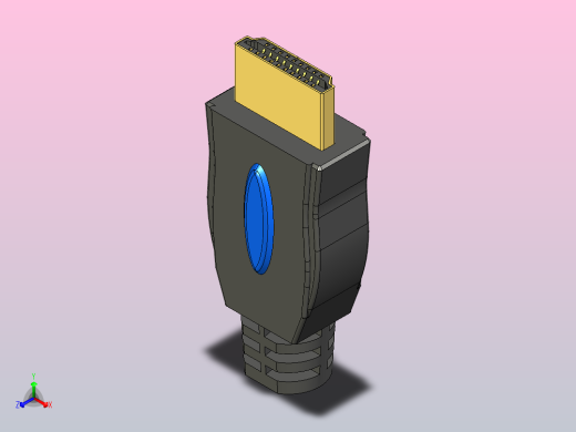 标准HDMI公插头模仿Weltron制造的电缆1.96英寸x 0.86英寸x 0.49英寸正等轴测缩略图