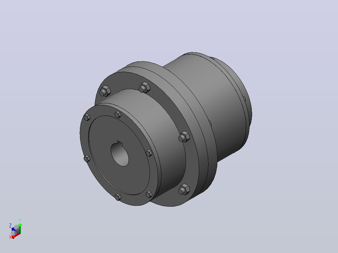 GCLD型鼓形齿式联轴器_GCLD1联轴器  22×52／J1  22×38正等轴测图