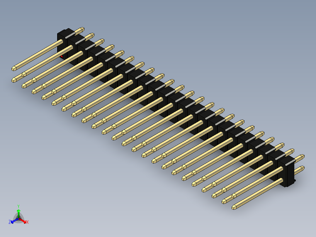 彩色公头100mil（2.54mm）系列-DS1021_black_2x23p_100mil_Type5_rev1.0主视图