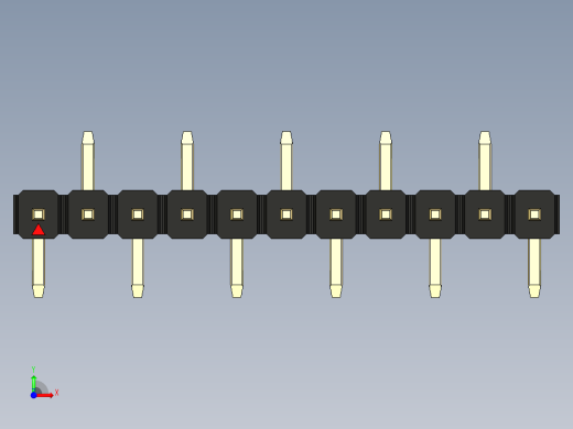 彩色公排针 100mil 2.54mm 系列-DS1022_black_11p_100mil_Type_SMT_R2_rev1.0前视缩略图