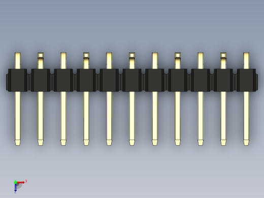 彩色公排针 100mil 2.54mm 系列-DS1022_black_11p_100mil_Type_SMT_R2_rev1.0俯视缩略图