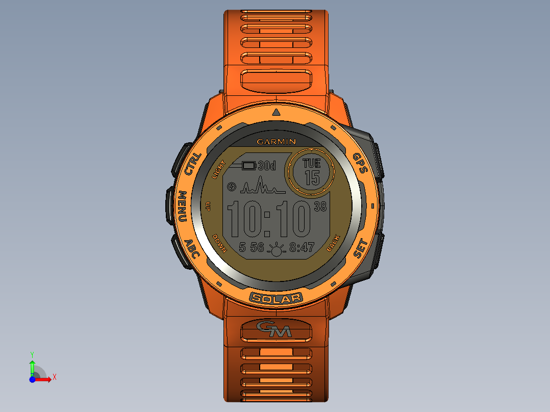 佳明本能太阳能运动手表前视图