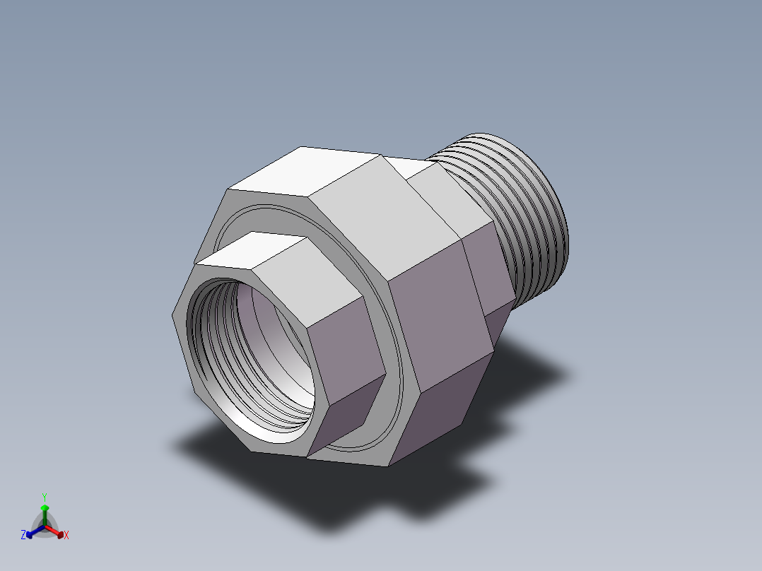 活接-等径内外丝直通 DN25正等轴测图