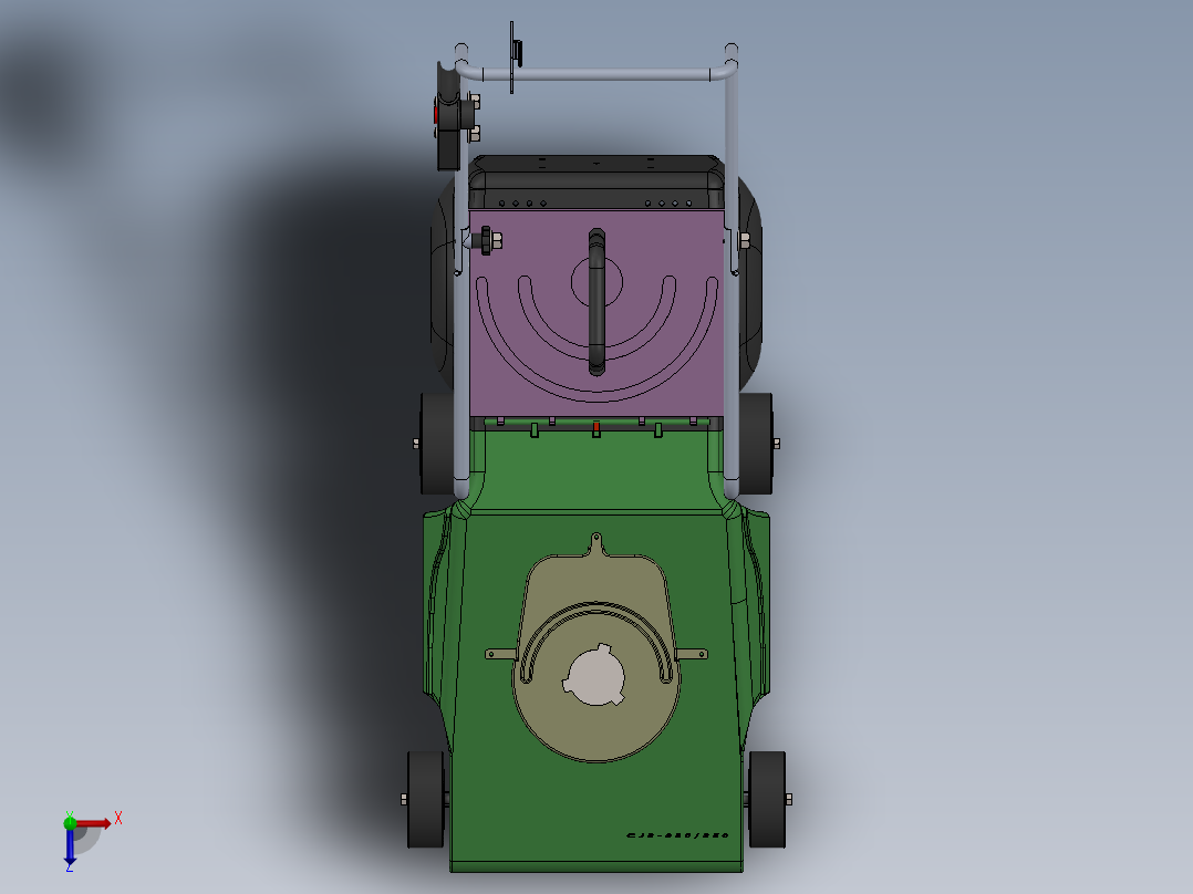 手推式割草机的设计【环保型割草机】【剪草机】【除草机】【新型创新设计】【三维SW模型】392855俯视图