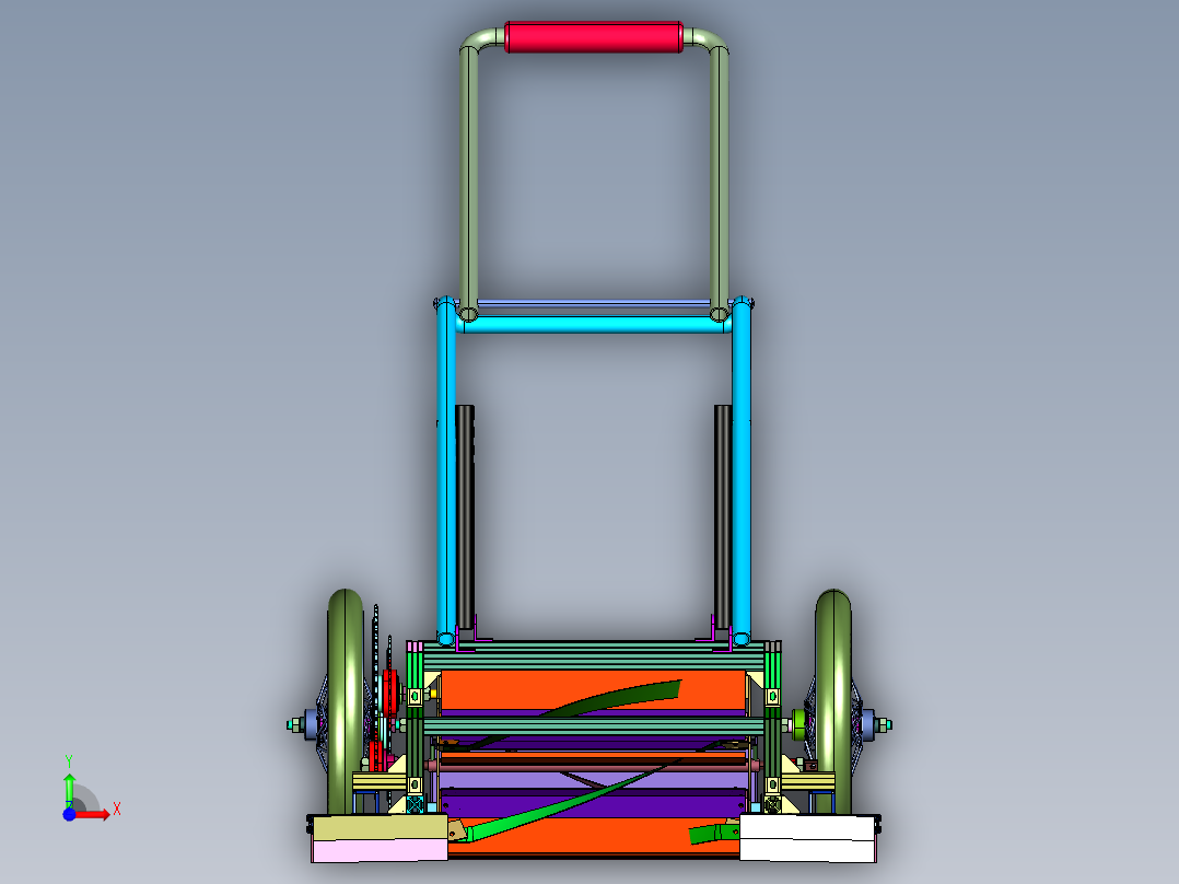 立体小型家用草坪机前视图
